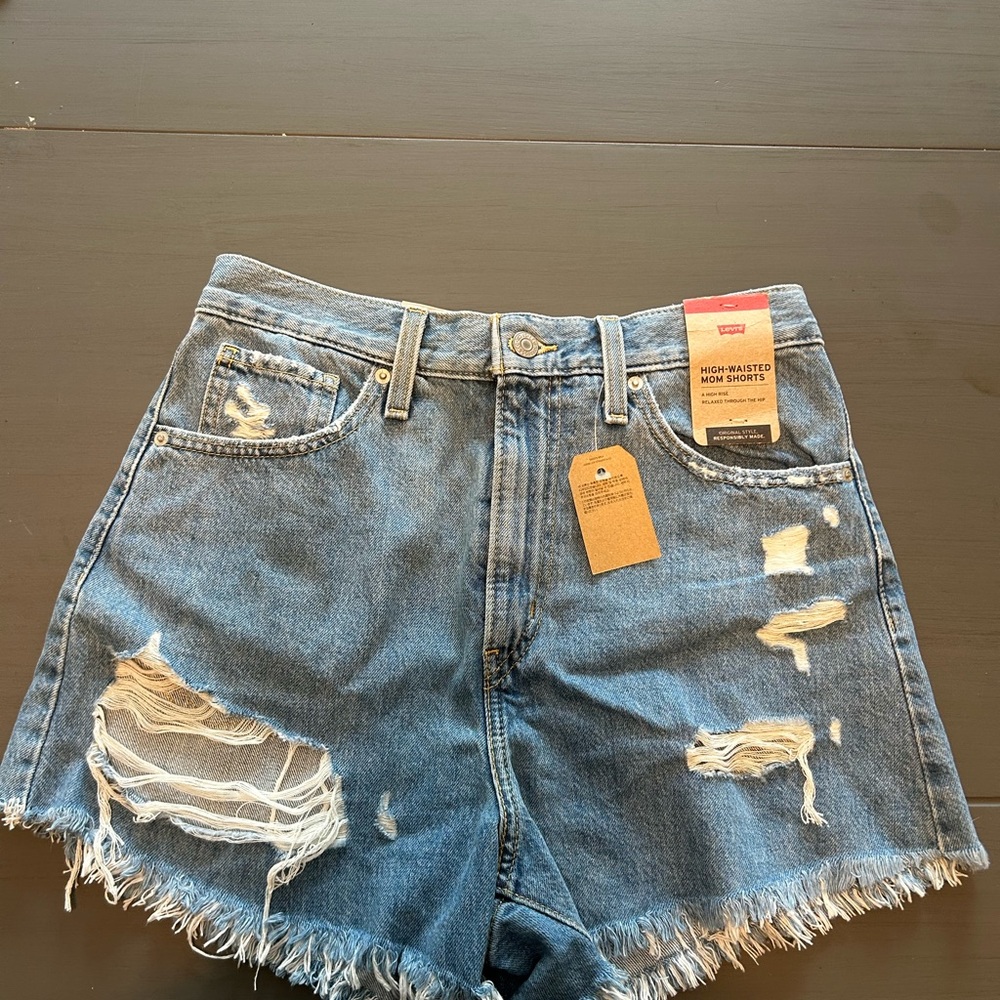 Levi's Blue Distressed Jean Shorts